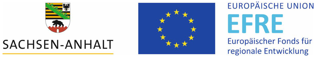 Logos von Bundesland Sachsen-ANhalt, Europa und Europäische Union EFRE